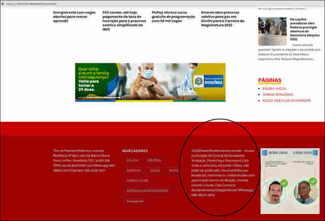 Site usa criminosamente nome da empresa responsável pelo RONDONIAGORA