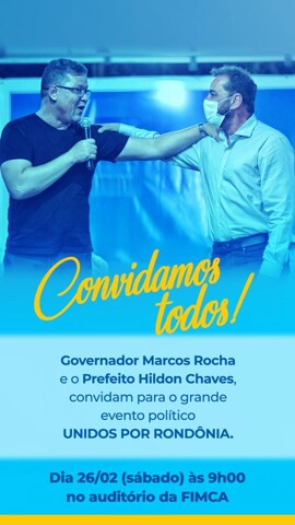 Prefeito Hildon honra compromisso com Porto Velho e declara apoio à reeleição de Marcos Rocha