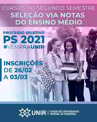 Inscrições para 13 cursos da UNIR via notas do ensino médio terminam nesta quinta-feira