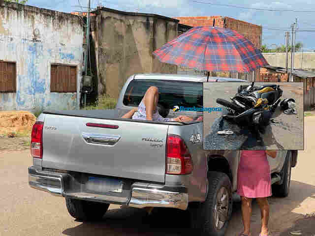 Ocupantes de moto ficam feridos em colisão com caminhonete na Zona Leste de Porto Velho
