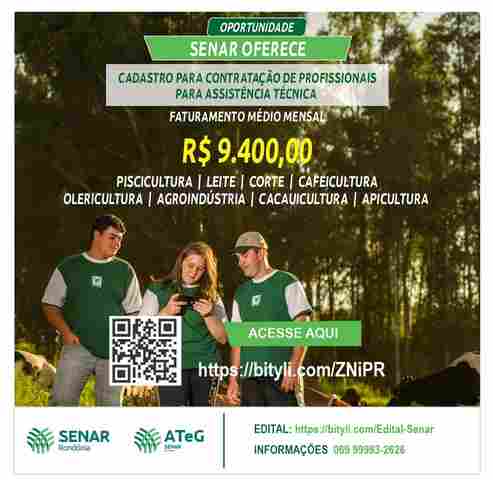 Senar contrata técnicos de campo para serviço de Assistência Técnica e Gerencial