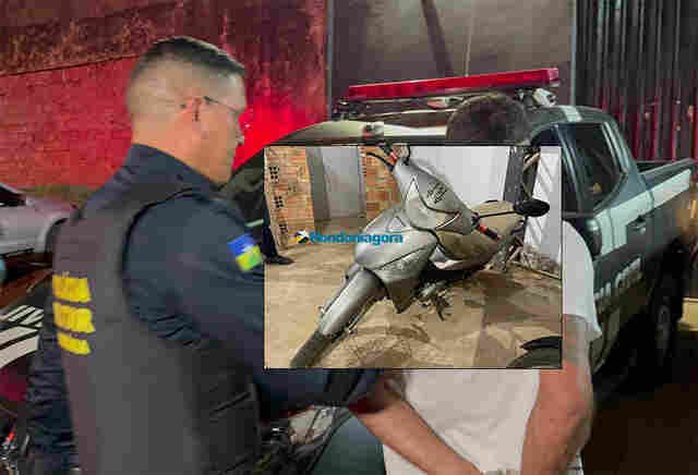 Ladrão é detido por populares empurrando moto furtada