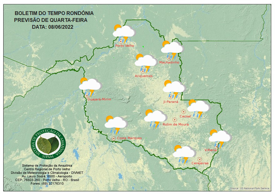 Quarta-feira será de calor, mas com possibilidade de chuva a partir da tarde em Rondônia