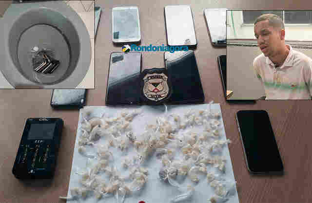 Polícia encontra foragido investigado por roubo com várias porções de drogas e celulares