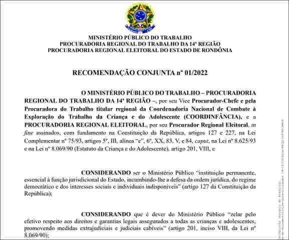 MPT e MPF notificam partidos para que não contratem menores para campanha eleitoral
