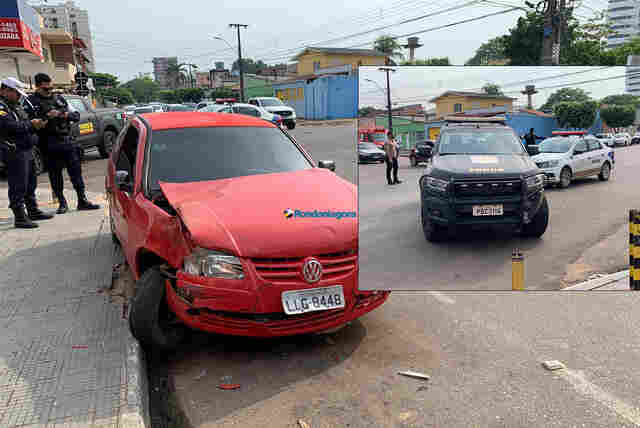 Acidente entre viatura da Força Nacional e Gol deixa mulher ferida na capital
