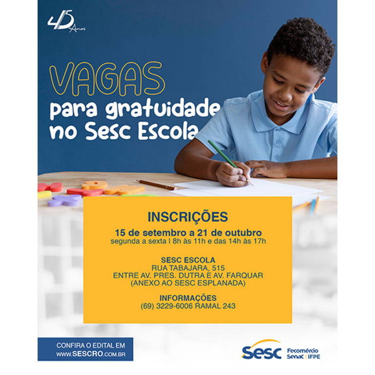 DAY USE: Sesc abre inscrições para uso de instalações do Tênis Clube de PVH  