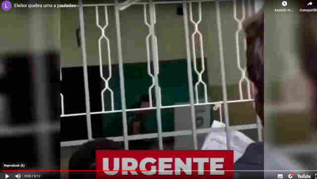 Vídeo: eleitor é preso após quebrar urna a pauladas em colégio de Goiânia