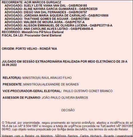 Após decisão do TSE sobre Acir Gurgacz, Frente democrática libera voto de filiados em rondônia