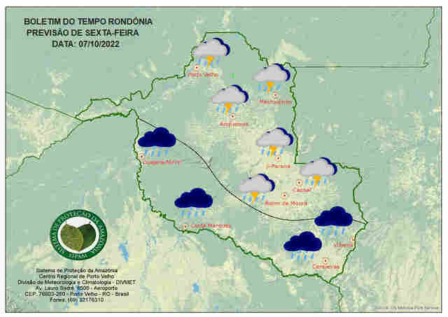 Sipam prevê sexta-feira com pouco sol e possibilidade de temporais em Rondônia