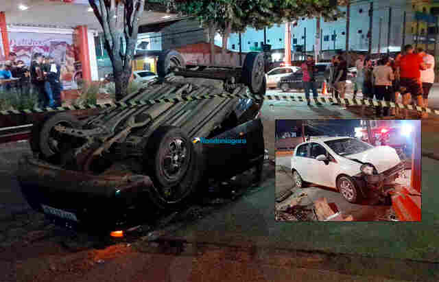 Duas pessoas ficam feridas em acidente com capotamento na capital