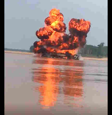 Vídeo: Operação da PF e Ibama destrói dragas no rio Madeira em Rondônia