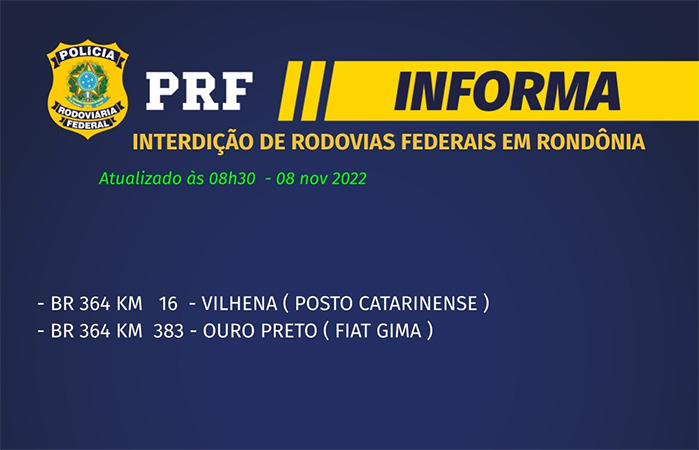 Rondônia amanhece com dois bloqueios na BR-364