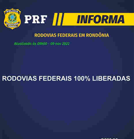 PRF anuncia liberação de todas as rodovias em Rondônia