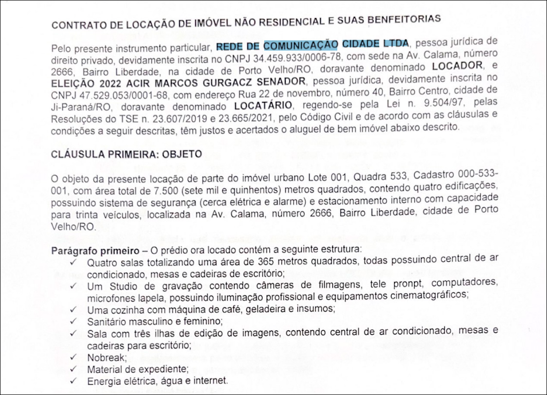 Senador Acir Gurgacz gasta mais de R$ 300 mil do fundo público de campanha com empresas da família