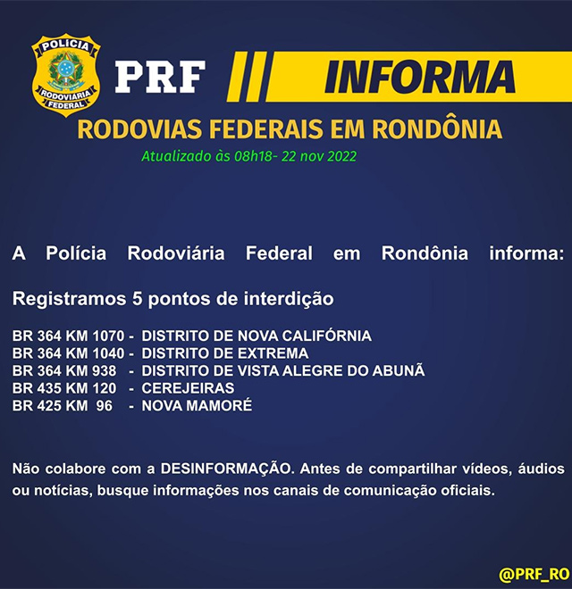 BR-435 em Cerejeiras volta a ser bloqueada e interdições em Rondônia agora são cinco