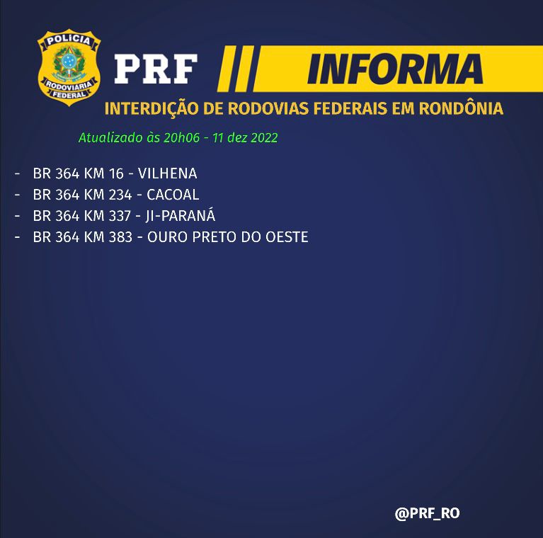 Rondônia volta a ter bloqueios na BR-364 em vários municípios