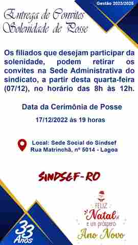 Sindsef dará posse a nova gestão em cerimônia no próximo sábado