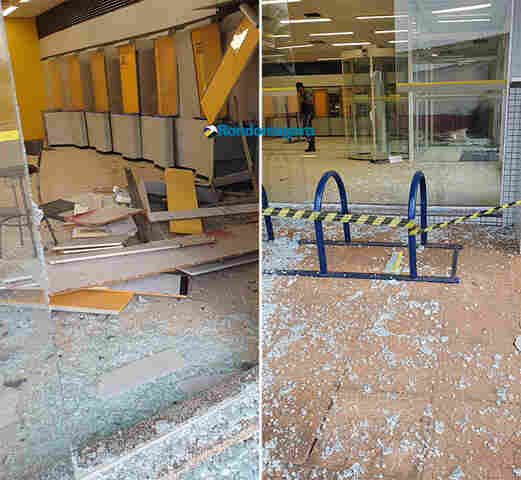 Bandidos explodem caixa eletrônico em agência do Banco do Brasil
