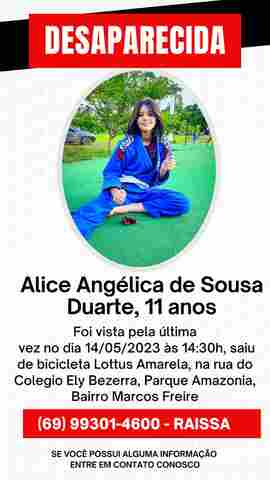 Menina de 11 anos está desaparecida em Porto Velho