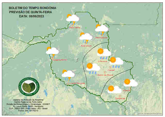 Feriado: Sipam prevê chuvas em Porto Velho na parte da tarde desta quinta-feira