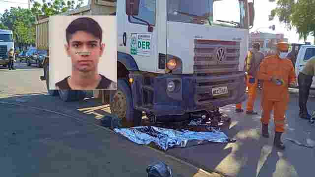Motociclista de 21 anos morre atropelado por caçamba na capital