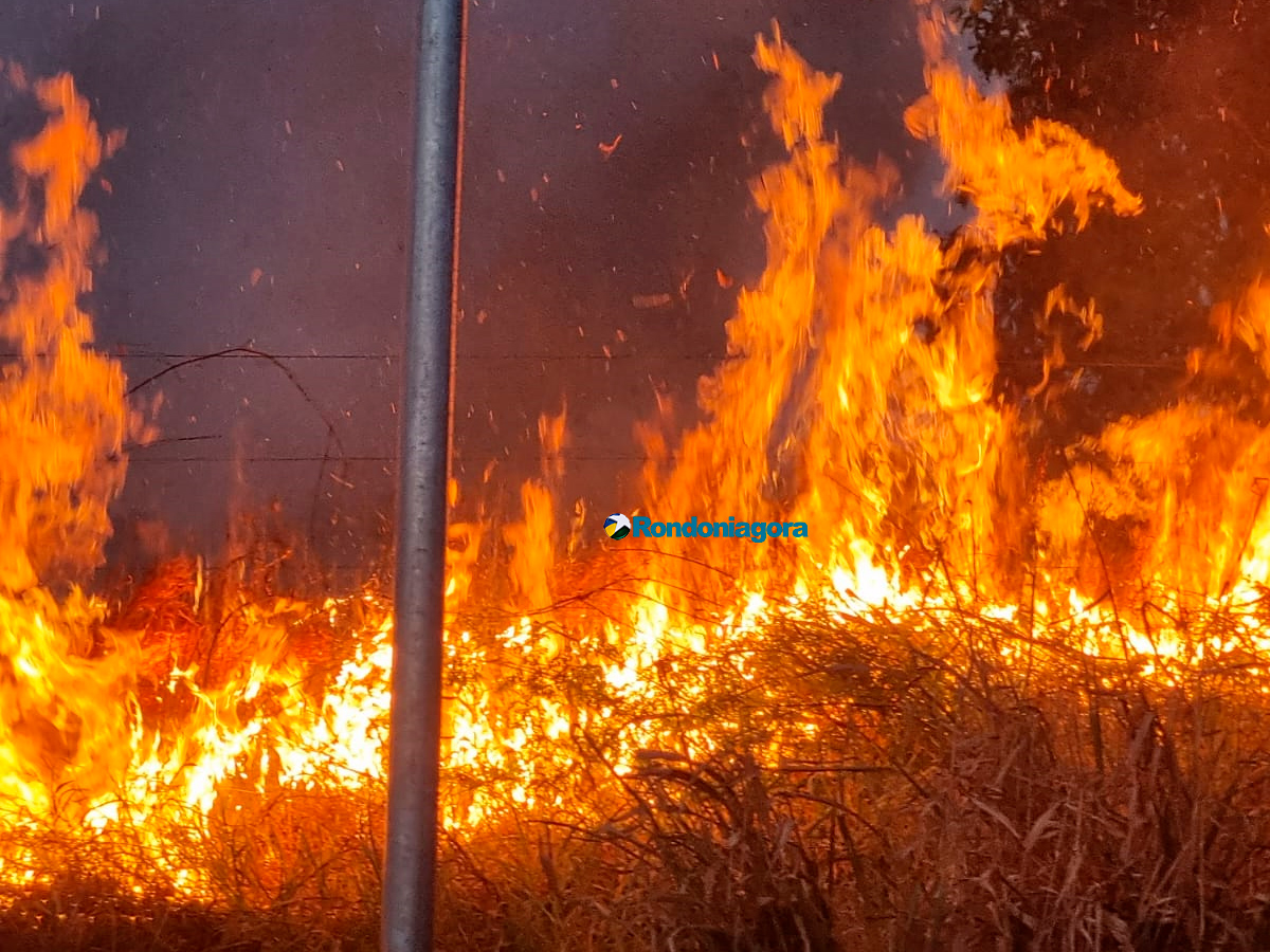 Incêndio, de grandes proporções, chama atenção próximo à Coca-Cola; problema é grande em Rondônia
