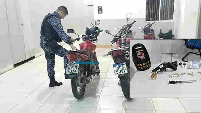 Polícia prende dupla com arma e duas motos roubadas, na região central da capital