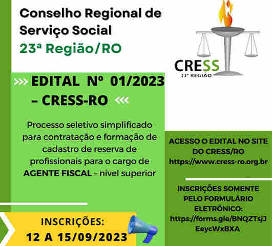 Conselho Regional de Serviço Social em Rondônia abre seleção com salário de R$ 3.007,98 mais benefícios