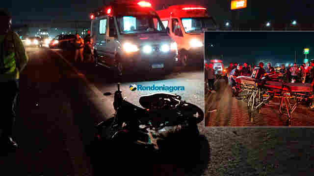 Imprudência: motociclista com farol apagado tenta cruzar a BR-364 e causa grave acidente