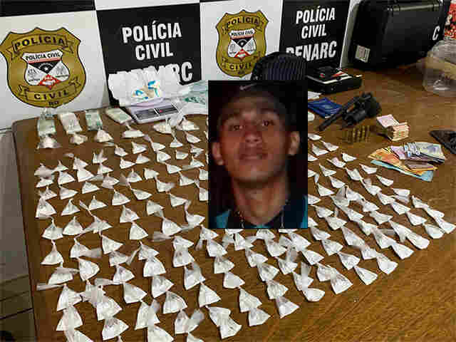 Denarc prende um com arma e apreende grande quantidade de droga