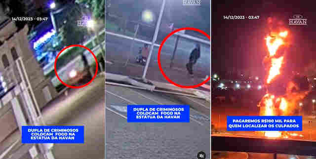 Havan anuncia que vai pagar R$ 100 mil para quem localizar criminosos que incendiaram estátua na capital
