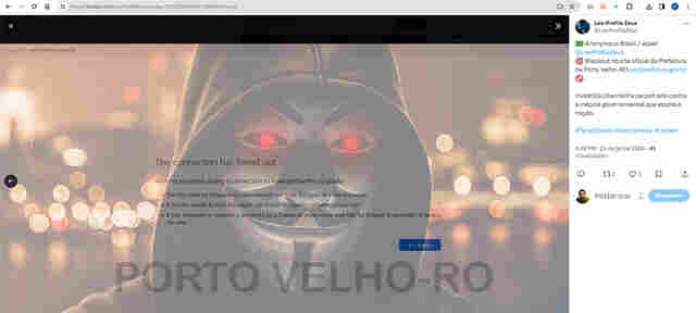Grupo hacker Anonymous derruba site da Prefeitura de Porto Velho