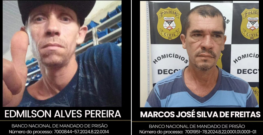 Acusados de assassinatos em Rondônia são procurados e Polícia pede ajuda para capturas