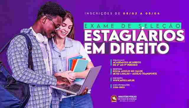 MP de Rondônia abre inscrições para estágio em Direito com bolsa de R$ 1.300