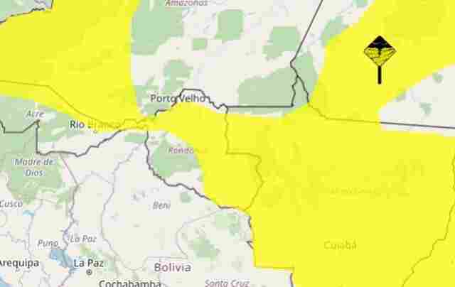Inmet emite alerta sobre chuvas intensas em Rondônia entre terça quarta