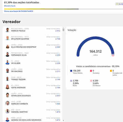 Câmara Municipal: 61% dos votos apurados em Porto Velho
