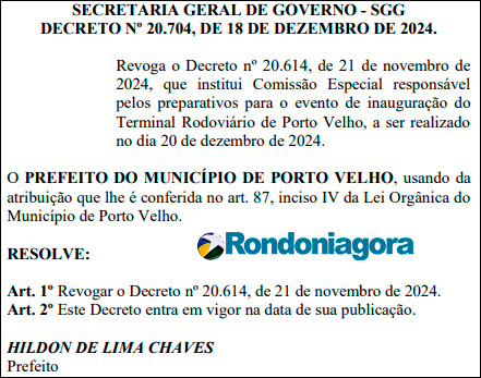 Hildon revoga decreto e desiste de inaugurar a nova rodoviária da capital