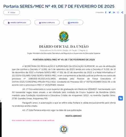 Faculdade de Medicina em Ariquemes é oficializada e se torna realidade com atuação do deputado Thiago Flores
