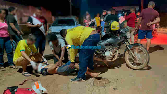 Ciclista e motociclista ficam em estado grave após colisão frontal em Porto Velho