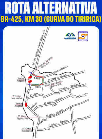 Prefeitura de Nova Mamoré divulga desvio a trecho alagado da BR-425