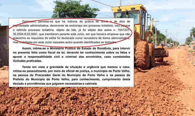 Justiça impede contratação emergencial e aponta manobra da Prefeitura de Porto Velho para beneficiar empresa inabilitada em licitação de cascalho