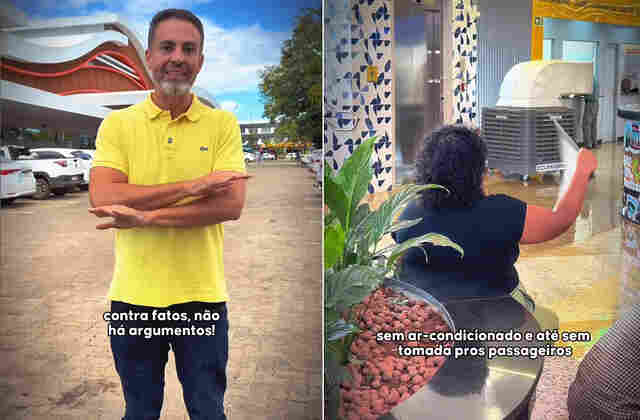 Contra fatos não há argumentos: Léo Moraes confirma em vídeo que falta ligar o ar-condicionado da rodoviária; confira