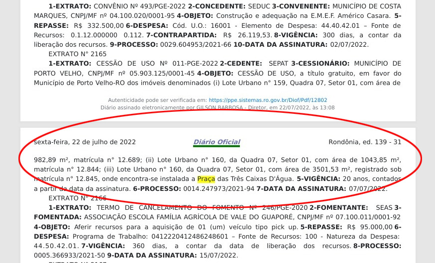 Governador e Léo Moraes fazem jogada política sobre cessão das Três Caixas D’Água, mas área já está com a Prefeitura até 2042