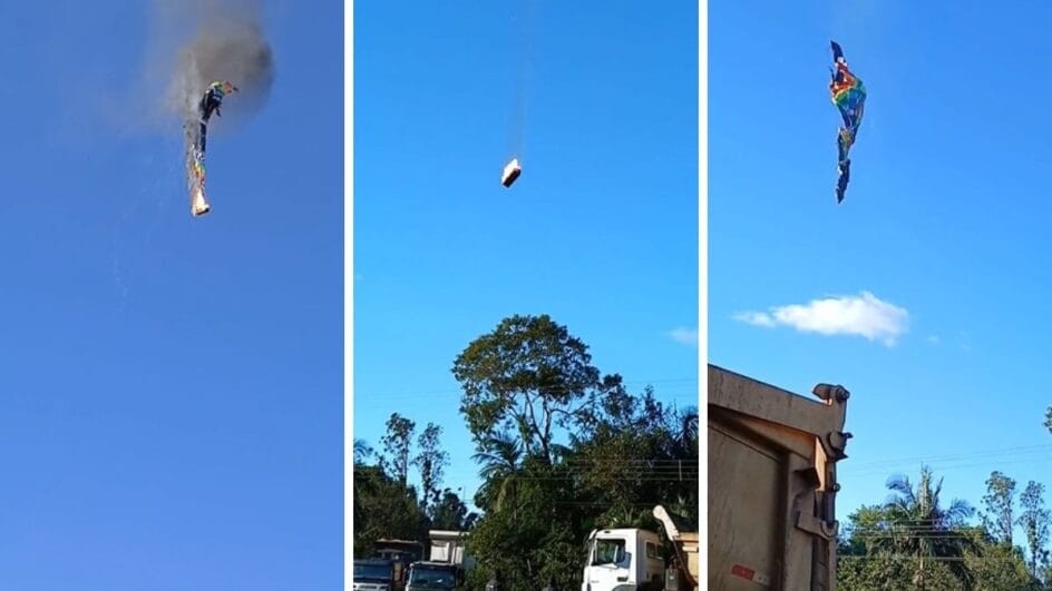 Vídeo: balão pega fogo com 21 pessoas em Santa Catarina e Governo fala em 8 mortos
