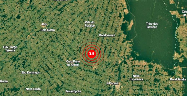 Observatório Nacional confrma tremor de terra próximo a Ouro Preto do Oeste