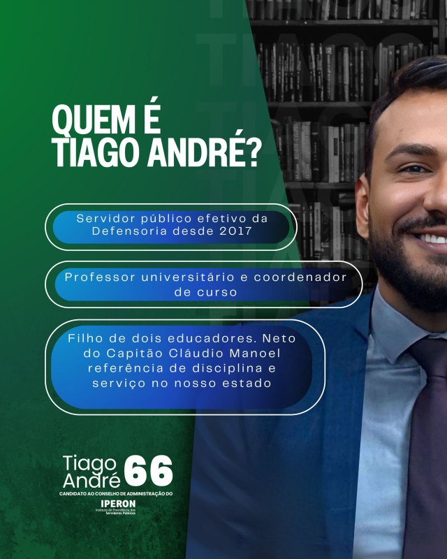 Professor e advogado Tiago André entra na corrida para as eleições do Conselho de Administração do Iperon