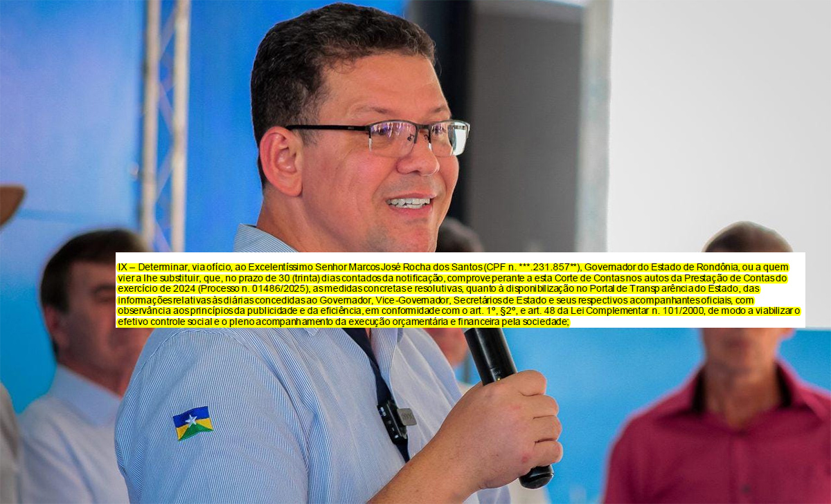 Tribunal de Contas manda abrir “caixa preta” das diárias do governador Marcos Rocha e secretários