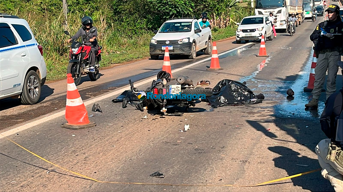 Motociclista morre após colisão violenta em traseira de caminhão na BR-364 em Porto Velho