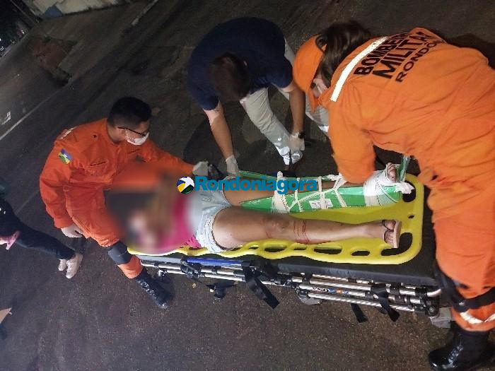 Colisão entre carro e motocicleta deixa mulher ferida; causadora de acidente havia bebido